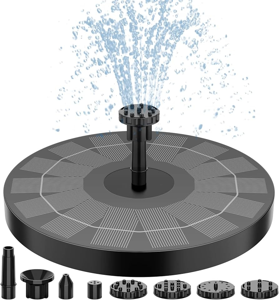 AISITIN 2.5W Solar Bird Bath Fountain Pump, Solar Fountain Pump for Bird Bath with 6 Nozzles, 6.7... | Amazon (US)