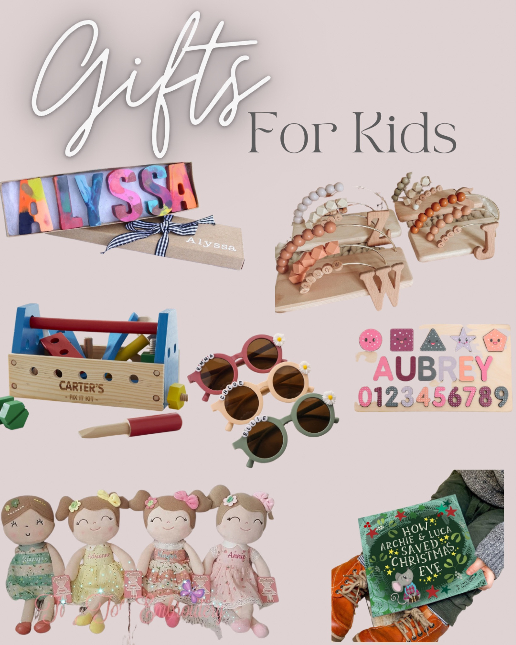 Gift ideas for kids from Etsy! 
| Etsy | Etsy gifts | personalized gifts | wood toys | kids toys | toys | personalized toys | monogram | custom gifts | Christmas | Christmas gifts | gifts for toddler | gifts for girls | gifts for baby | gifts for boys | gifts for children | gift guide | 2022 gift guide | holiday | holiday gifts | wooden toys | personalized puzzle | best Christmas gifts for kids | birthday gifts | nursery | Montessori | busy board | sensory | 
#giftguide #etsy #baby #kidstoys
#LTKbaby

#LTKGiftGuide #LTKHoliday #LTKkids