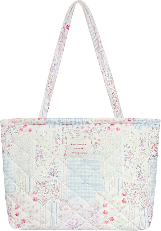 Sunwel Fashion Top Zipper Floral Quilted Bag Small Tote Bag for Women | Amazon (US)