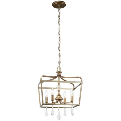 Minka Lavery Laurel Estate 4-Light Brio Gold Traditional Clear Glass Square Pendant Light Lowes.c... | Lowe's
