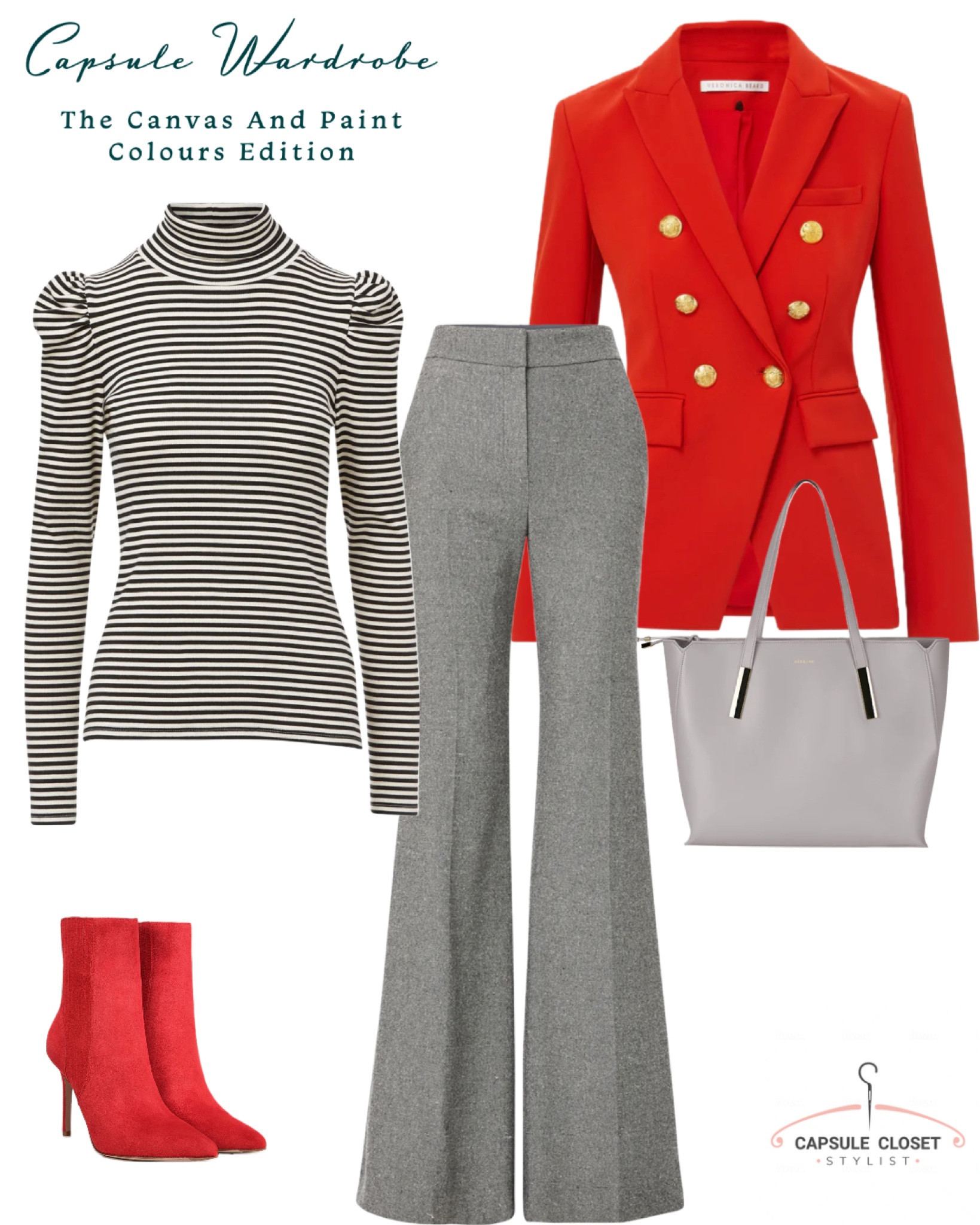 Neutral canvas colours with a hit of a bright paint colour works every time. #greywideleg #grayflares #redboots #redblazer #redjacket #stripetop #veronicabeard 

#LTKGiftGuide #LTKSeasonal #LTKstyletip
