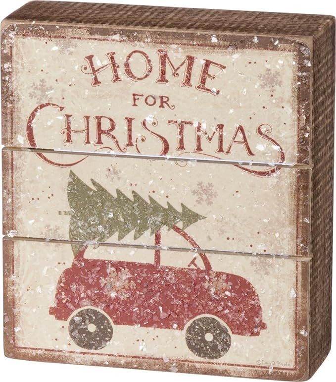 Primitives by Kathy Rustic Slat Box Sign, Home for Christmas | Amazon (US)