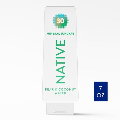 Native Mineral Sunscreen with Zinc Oxide - Pear & Coconut Water - SPF 30 - 7oz: Whole Body, Vegan, Lotion | Target
