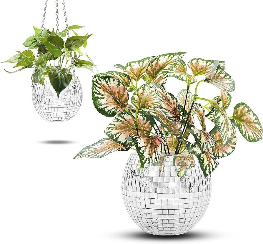 Disco Ball Planter for Indoor Outdoor | Self Watering Hanging Flower Pot | 6'' Unique Boho Vase H... | Amazon (US)