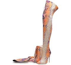 LZNBHH Women Sexy Mixed Colors Snakeskin Printing Super High Heel Back Zipper Thig High Pointed Toe  | Amazon (US)