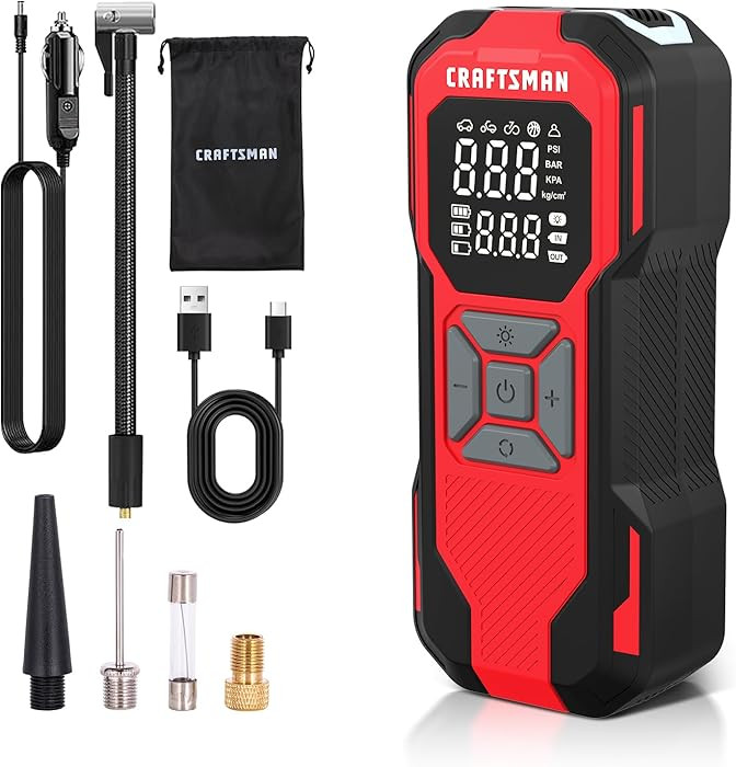 CRAFTSMAN Tire Inflator Portable Air Compressor, Cordless Mini Air Pump for Car Tires with Digita... | Amazon (US)