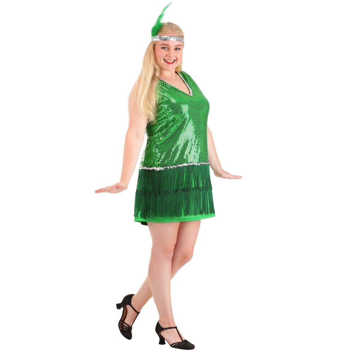HalloweenCostumes.com Women's Plus Size Emerald Flapper Halloween Costume | Target