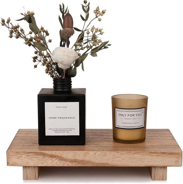 zoocatia Small Wood Tray Pedestal Stand Farmhouse Bathroom Decor Decorative Wooden Riser Kitchen ... | Amazon (US)