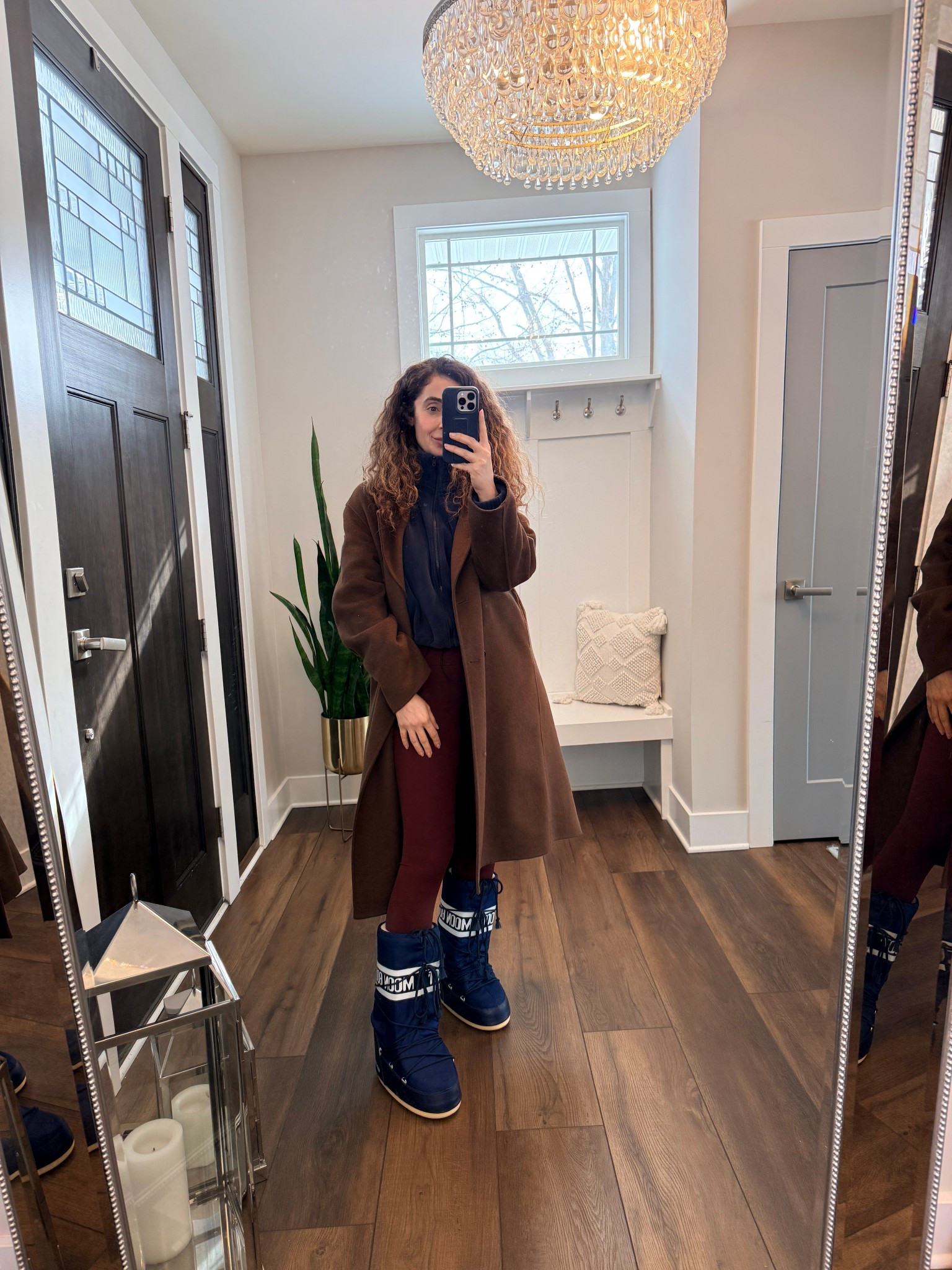 Coat is from Mango size xs. I love it! This is my second year wearing it. Moon boots are great for snow. Leggings size small and fleece jacket size small. 

#LTKFindsUnder50 #LTKActive #LTKHome