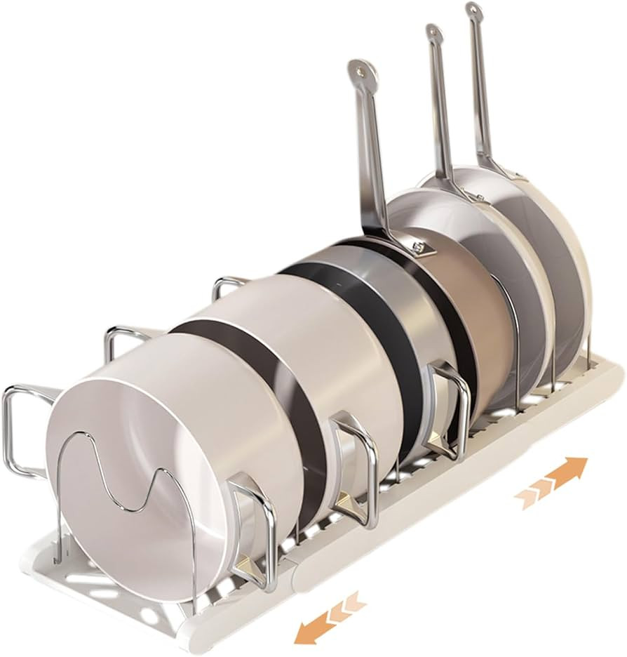 Pot Rack -Expandable Pan Organizer for Cabinet,Pot Lid Holder with 7 Adjustable Compartment for K... | Amazon (US)
