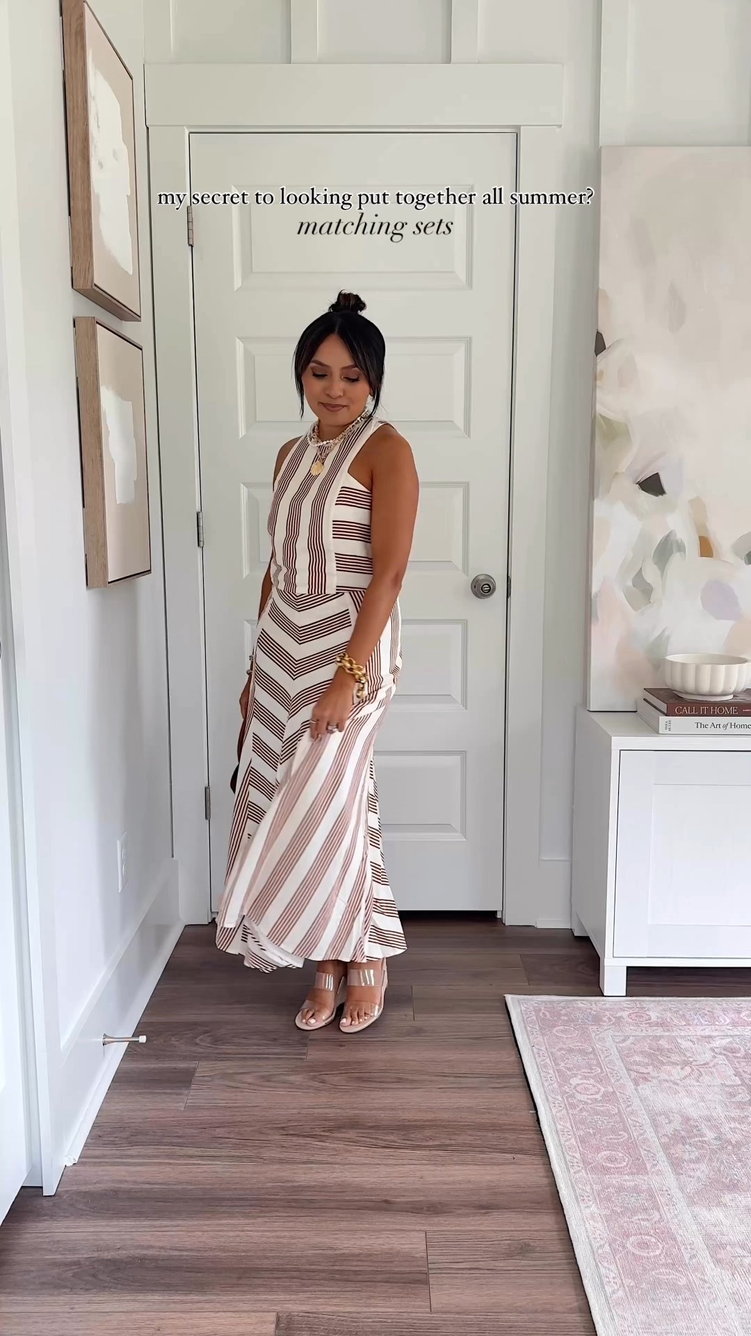 Summer Matching Sets
For reference: I’m 5’0, 32b bra size, and 2/26 in bottoms, pear shaped. 

Striped top size 0 petite TTS - size up a size if you have a larger bust
Striped skirt size 0 regular - I like a full length skirt vs the midi length if I had gone with petite sizing.
Clear wedges size 5 TTS

Navy blue eyelet top size xxs petite TTS
Navy blue eyelet shorts size 2 petite TTS
Gold sandals size 5 TTS

Tan crochet top size xxs petite 
Tan crochet skirt size 0 regular - I like a full length skirt vs the midi length if I had gone with petite sizing.
Gold heels size 5 TTS

Red stripe button down size xxs petite TTS
Red stripe shorts size xs petite TTS
Brown sandals size 5 TTS

Navy blue eyelet top size xxs petite TTS
Navy blue eyelet skirt size 0 regular - I like a full length skirt vs the midi length if I had gone with petite sizing.
Clear wedges size 5 TTS

Summer outfits
Vacation style
Cruise outfit 
Graduation 
Sandals
Fitting room
Brunch
Baby Shower 
Beach
Styling tips
Honey Sweet Petite
Honeysweetpetite
Charleston, SC

Comment SHOP below to receive a DM with the link to this post on my LTK ⬇ https://liketk.it/5fCFX #ltkstyletip #ltksalealert #ltkpetite

#LTKSaleAlert #LTKStyleTip #LTKPetite