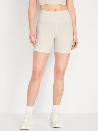 High-Waisted PowerSoft Ribbed Biker Shorts -- 6-inch inseam | Old Navy (US)