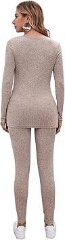 SOLY HUX Women's Maternity Sets 2 Piece Outfits Long Sleeve Split Hem Top and Adjustable Elastic ... | Amazon (US)