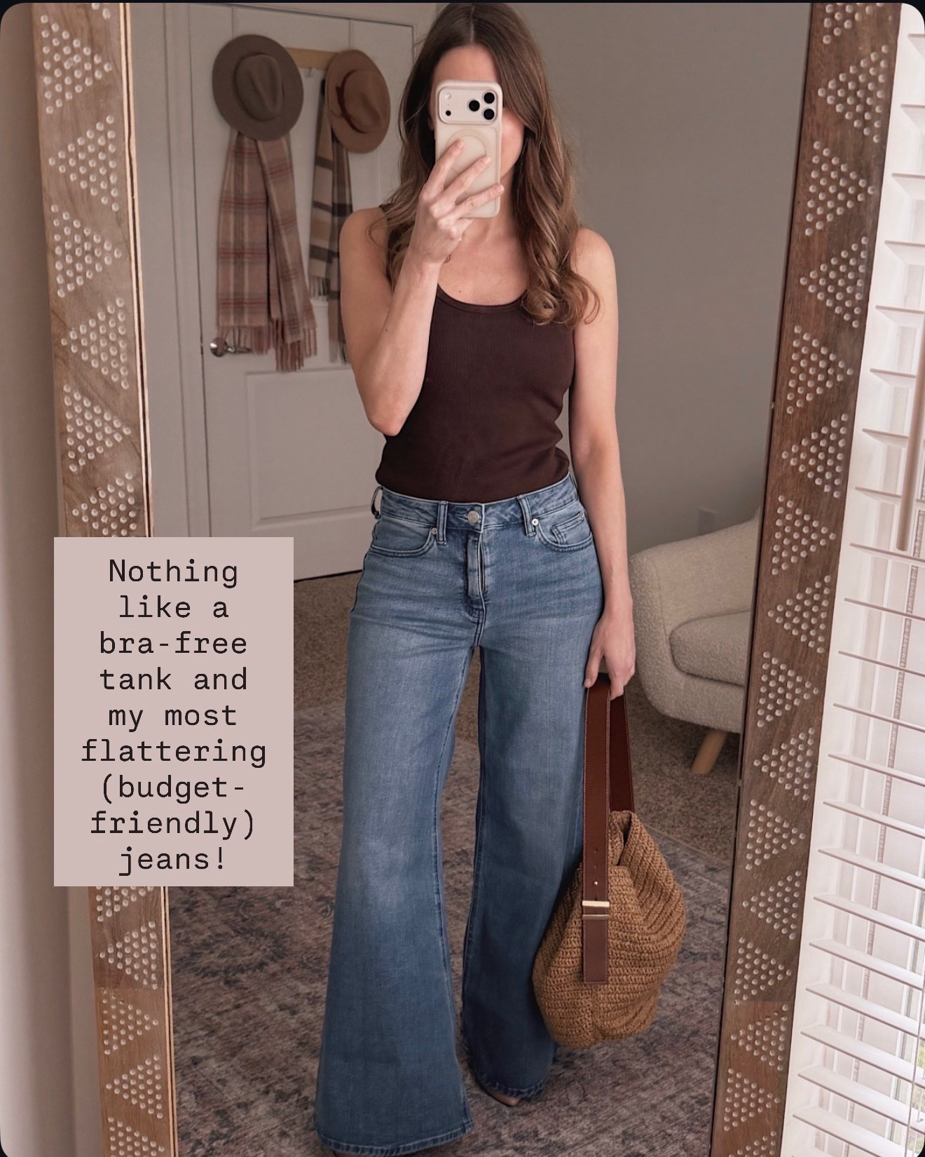 These wide leg jeans are giving me all the confidence I need to conquer anything.

budget friendly flare jeans summer casual outfit bra free tank top flattering denim wide leg pants comfortable style affordable fashion

#LTKOver40 #LTKSeasonal #LTKgrwm
