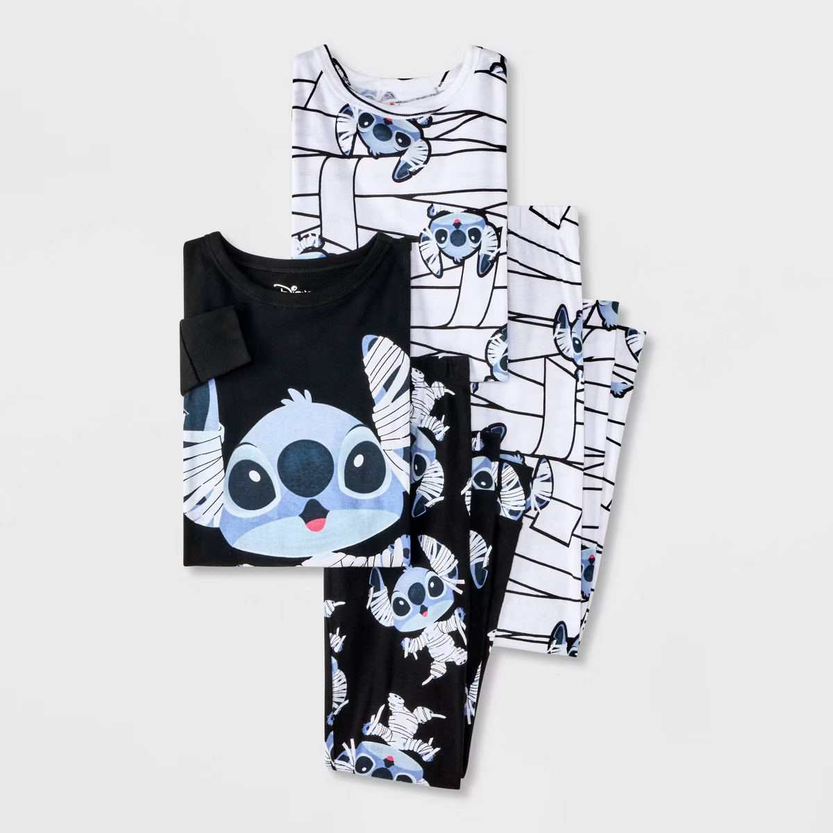 Girls' 4pc Lilo & Stitch Long Sleeve Halloween Pajama Set - Black | Target