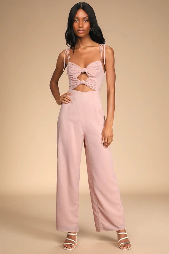 Good Press Light Pink Knotted Wide Leg Jumpsuit | Lulus (US)