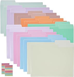 EOOUT 18 Pack Plastic File Folders Poly Filing Folders Colored Folders, 9 Pastel Assorted Colors ... | Amazon (US)