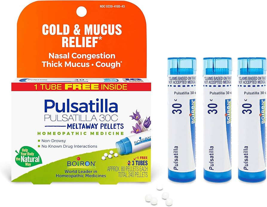 Boiron Pulsatilla 30C Homeopathic Medicine for Relief from Cold, Nasal Congestion, Thick Mucus, a... | Amazon (US)
