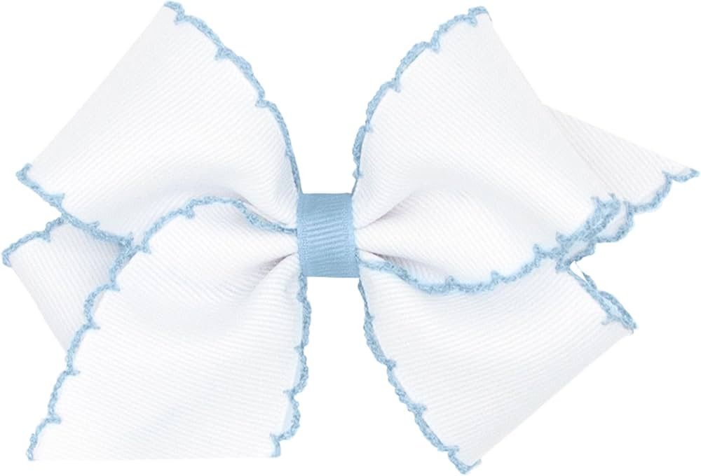 Wee Ones Girls' Grosgrain Hair Bow with Contrasting Moonstitch Edge and Wrap on a WeeStay Hair Cl... | Amazon (US)
