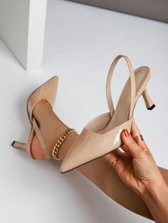 Fashionable New Style Back Strap Women's High Heel Pointed Toe Shoes With Thin Heels | SHEIN USA | SHEIN