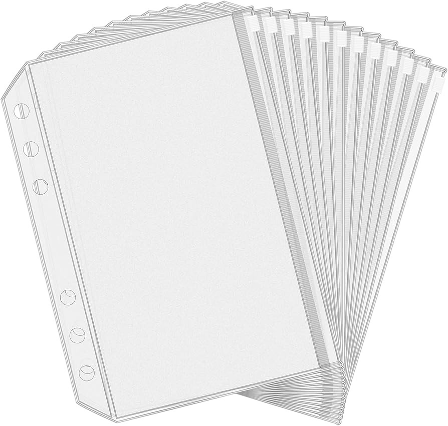 Antner 12PCS A5 Binder Pockets 6 Holes Budget Cash Envelopes for Budgeting, Clear Zipper Folders ... | Amazon (US)