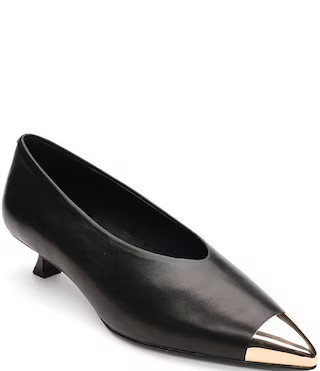 Sanctuary Manda Leather Metallic Toe Kitten Heel Pumps | Dillard's | Dillard's