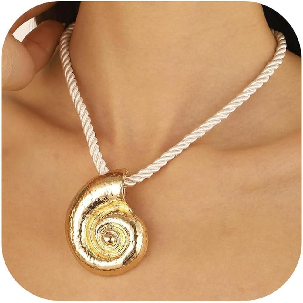 YANCHUN Seashell Necklace Gold Conch Chunky Gold Shell Necklaces for Women Beach Jewelry Summer O... | Amazon (US)