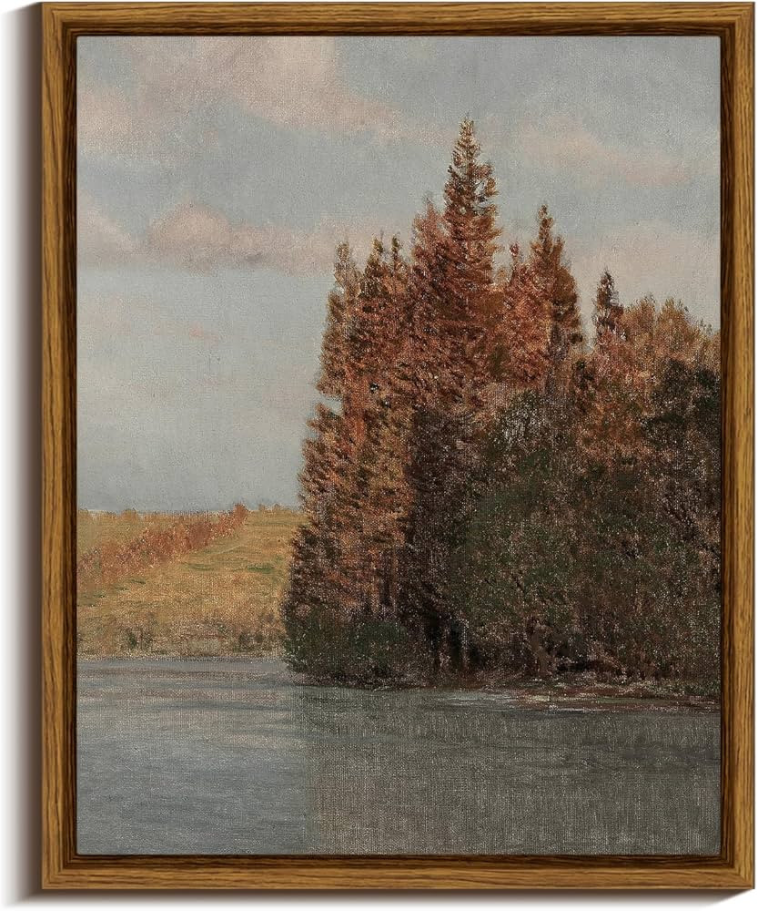 VIYYIEA Vintage Framed Canvas Wall Art Autumn Decor, Fall Landscape Wall Decor for Living Room, R... | Amazon (US)