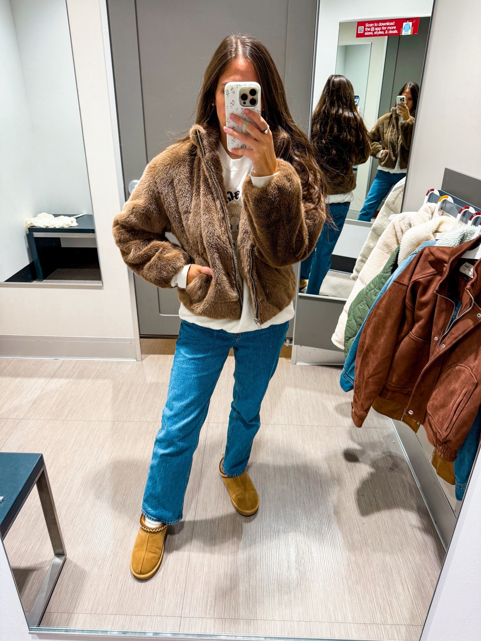 Target faux fur jacket! Size XS 
Denim tts xshort 
Shoes tts 

#LTKFindsUnder50 #LTKFindsUnder100 #LTKStyleTip