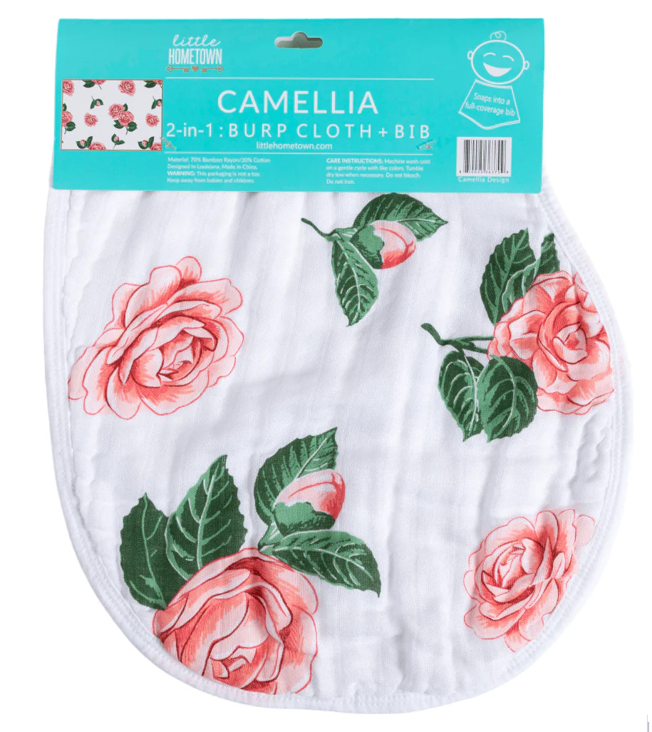 Baby Burp Cloth & Bib Combo: Camellia | Little Hometown