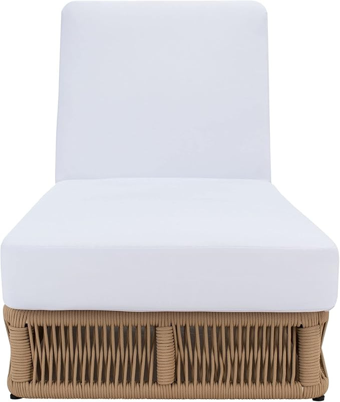 SAFAVIEH Outdoor Collection Gillian Tan Rope/White Cushion Chaise Lounge Chair (PAT7527A) | Amazon (US)