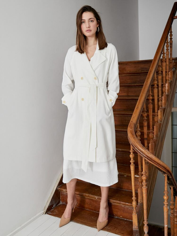 MOTF PREMIUM VISCOSE BELTED TRENCH COAT | SHEIN