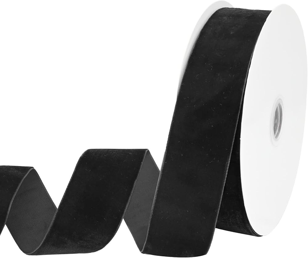 Black Velvet Ribbon 7/8 Inch Velvet Ribbon for Gift Wrapping Weddings Hair Bow Ribbons Headbands ... | Amazon (US)