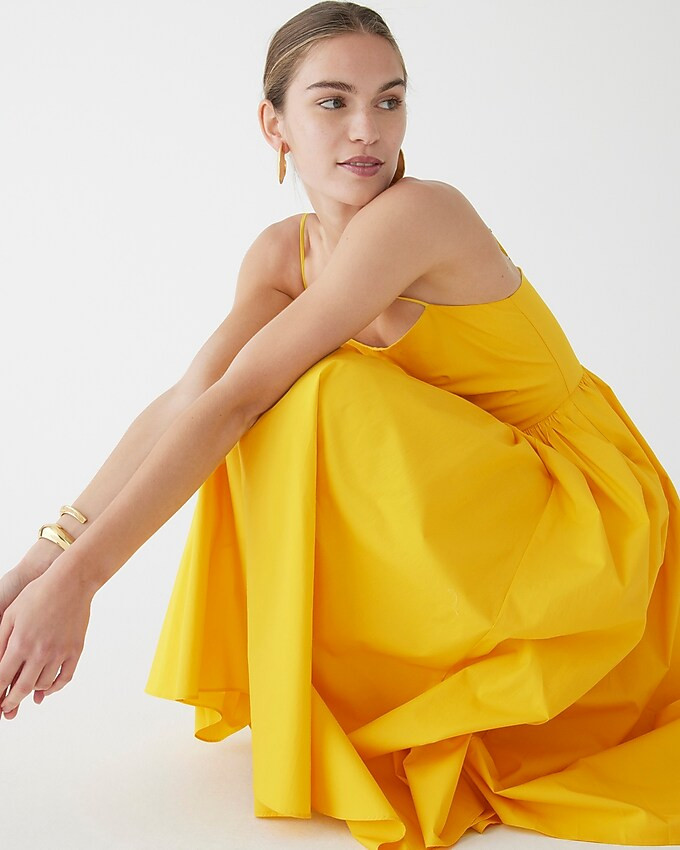 A-line stretch cotton poplin midi dress | J. Crew US