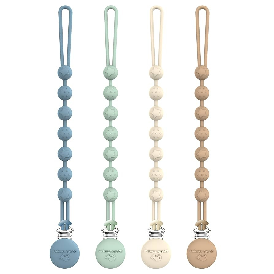 Cuddle Campus Silicone Pacifier Clip Holder with One Piece Design, Pack of 4 Soft Flexible Binky ... | Amazon (US)
