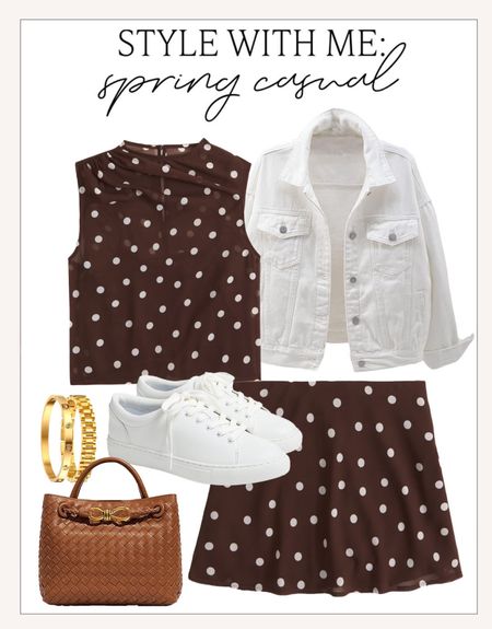 The cutest elevated casual spring outfit! 

#springstyle

Trendy spring style. Spring polka dots. Amazon finds. Amazon fashion. Amazon denim jacket. Amazon designer inspired handbag. White spring sneakers  

#LTKstyletip #LTKSeasonal #LTKfindsunder100