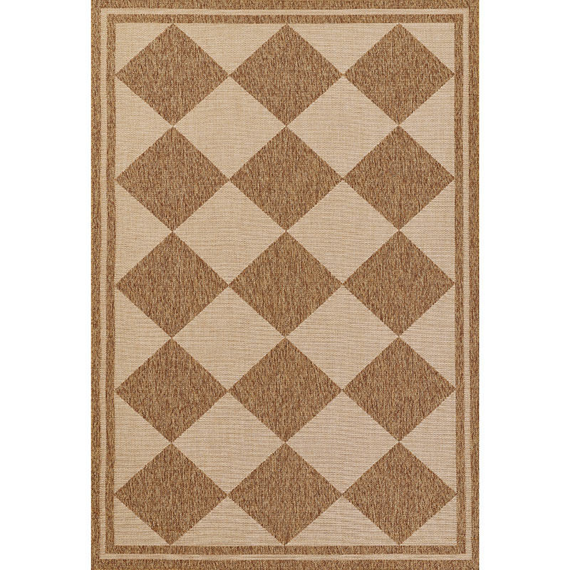 Diamond Checkered Outdoor Rug - Natural, 5' 3"" x 7' - Beige/Brown, Size 5 x 8, Performance/Synthetic | The Company Store | The Company Store
