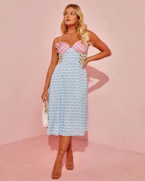 Summer Lover Floral Ruffle Trim Midi Dress | VICI Collection