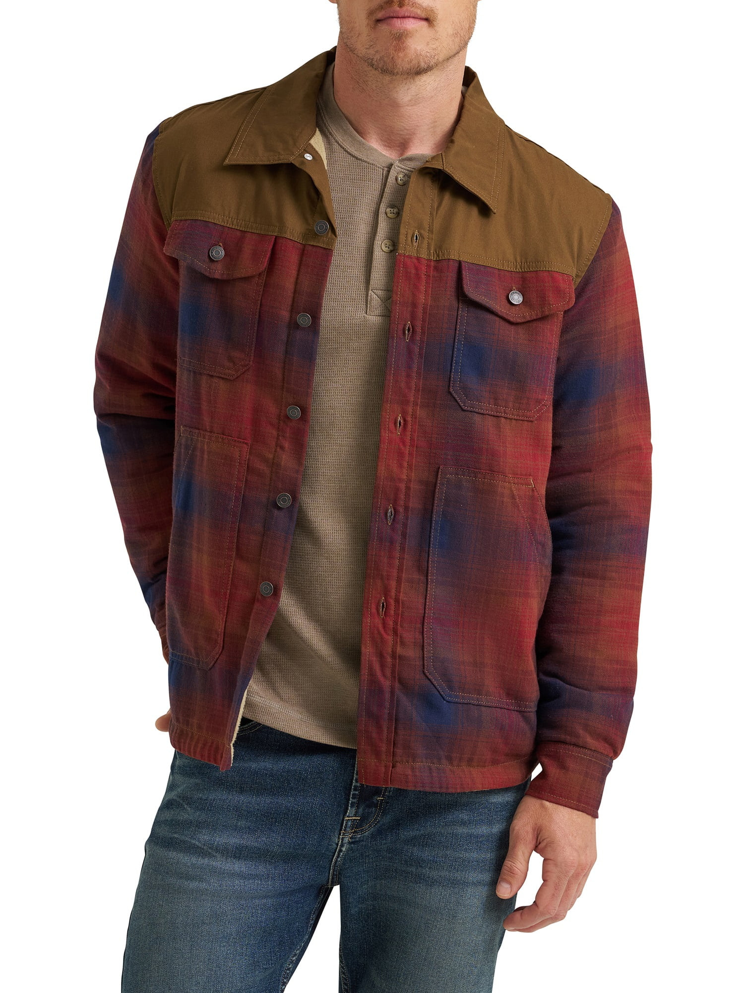 Wrangler® Men's and Big Men's Heavyweight Shirt Jacket with Sherpa Lining, S-3XL | Walmart (US)