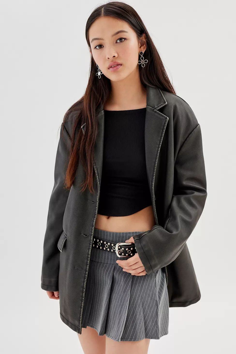 UO Rue Faux Leather Overcoat | Urban Outfitters (US and RoW)