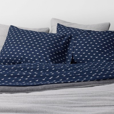 Queen Percale Seagull Sheet Set Navy Blue - The Hollister Collection at Target | Target