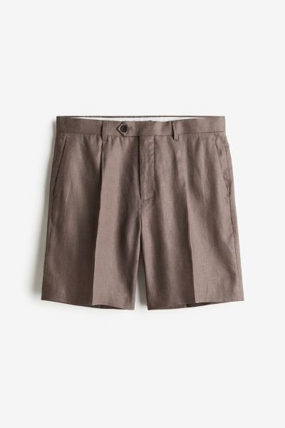 Relaxed Fit Dressy Linen Shorts - Regular waist - Short - Dark taupe - Men | H&M US | H&M (US + CA)