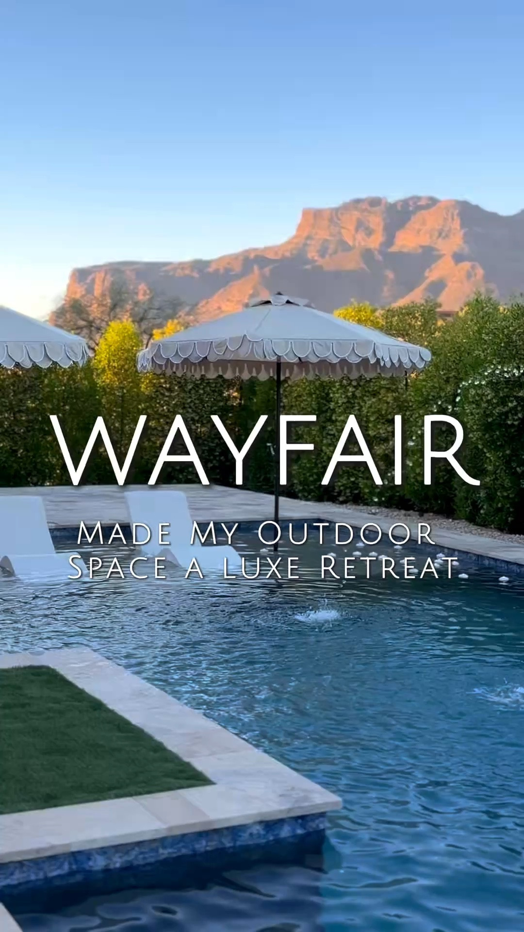 @Wayfair took my backyard from nothing… to a five star resort almost overnight!☀️✨
A few beautiful loungers, fluted wood chairs, (the quality is so good) scalloped umbrellas, greenery, and stone pots… and now it feels like a little vacation spot right at home ☀️🌿✨

Luxury backyard oasis
Outdoor Resort Living 
Patio furniture and setup 
Poolside lounge furniture 
Modern patio decor 
Neutral outdoor patio decor 

#ad #wayfairpartner #wayfair 

#LTKSaleAlert #LTKSwim #LTKHome