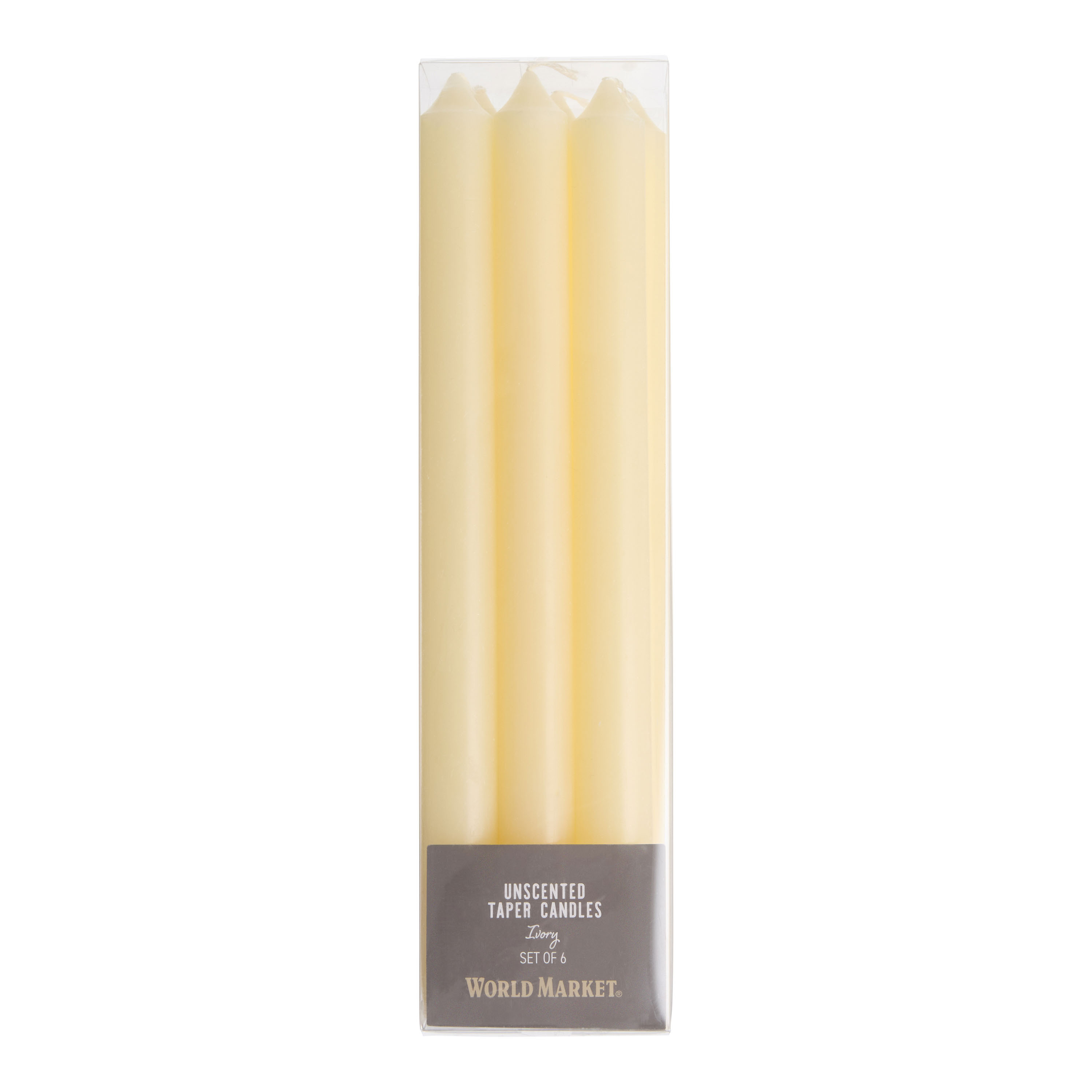 Traditional Unscented Taper Candles 6 Pack | World Market