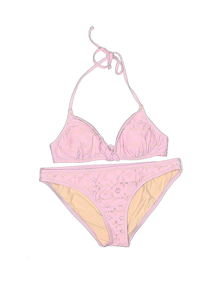J. Crew Two Piece Swimsuit: Pink Floral Motif Swimwear - Size Medium | ThredUp