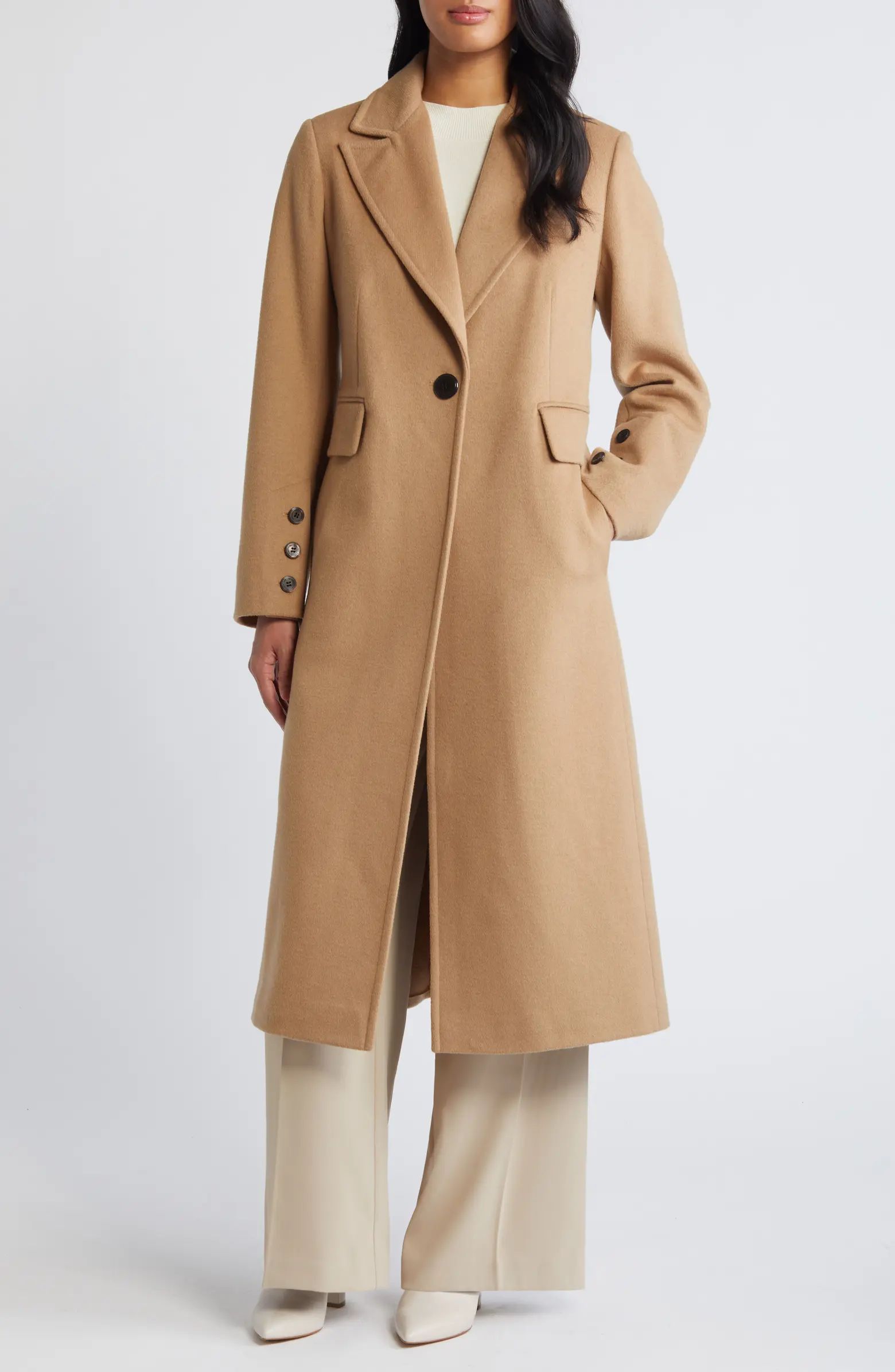 Single Breasted Wool Blend Reefer Coat | Nordstrom