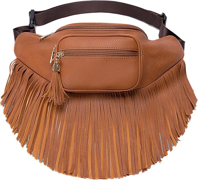Solene Fringe Waist bag for women with Multi Zipper Pockets | Amazon (US)