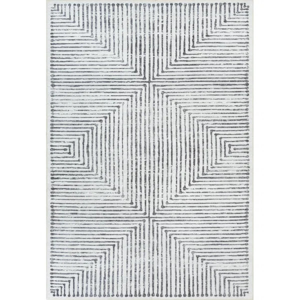 Washable Non-Slip Modern Rug - Ivory / Black - Entryway, Hallway, Bathroom, and Kitchen | Wayfair North America