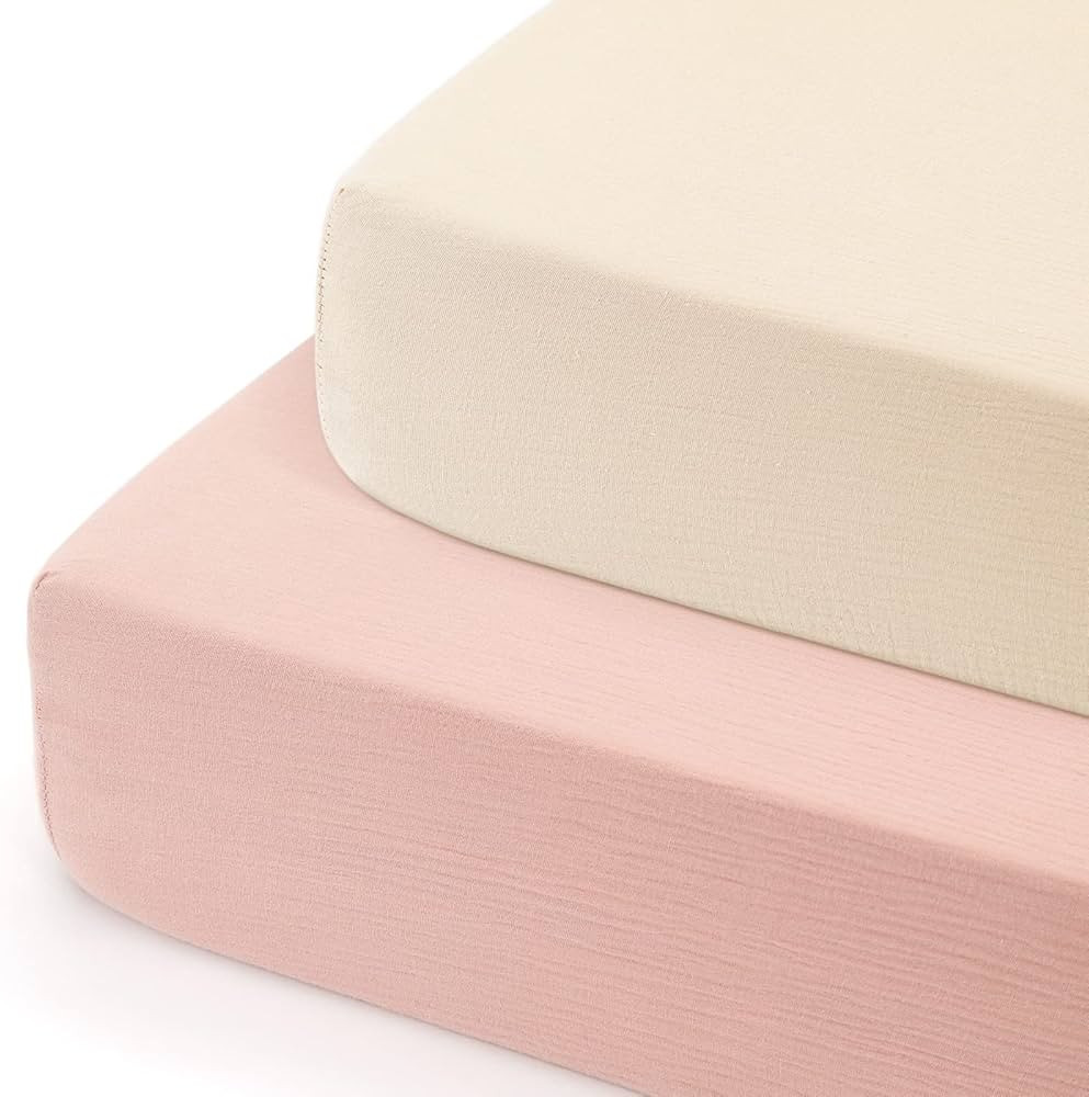 GRSSDER Soft Muslin Crib Sheet 2 Pack, 100% Cotton Crib Sheets for Boys and Girls, Fit Standard C... | Amazon (US)