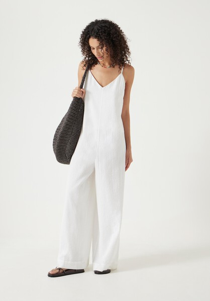 Seersucker Wide Leg Jumpsuit | Hush UK